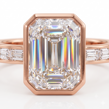 2.00ct Emerald cut Natural Diamond Solitaire Engagement Ring