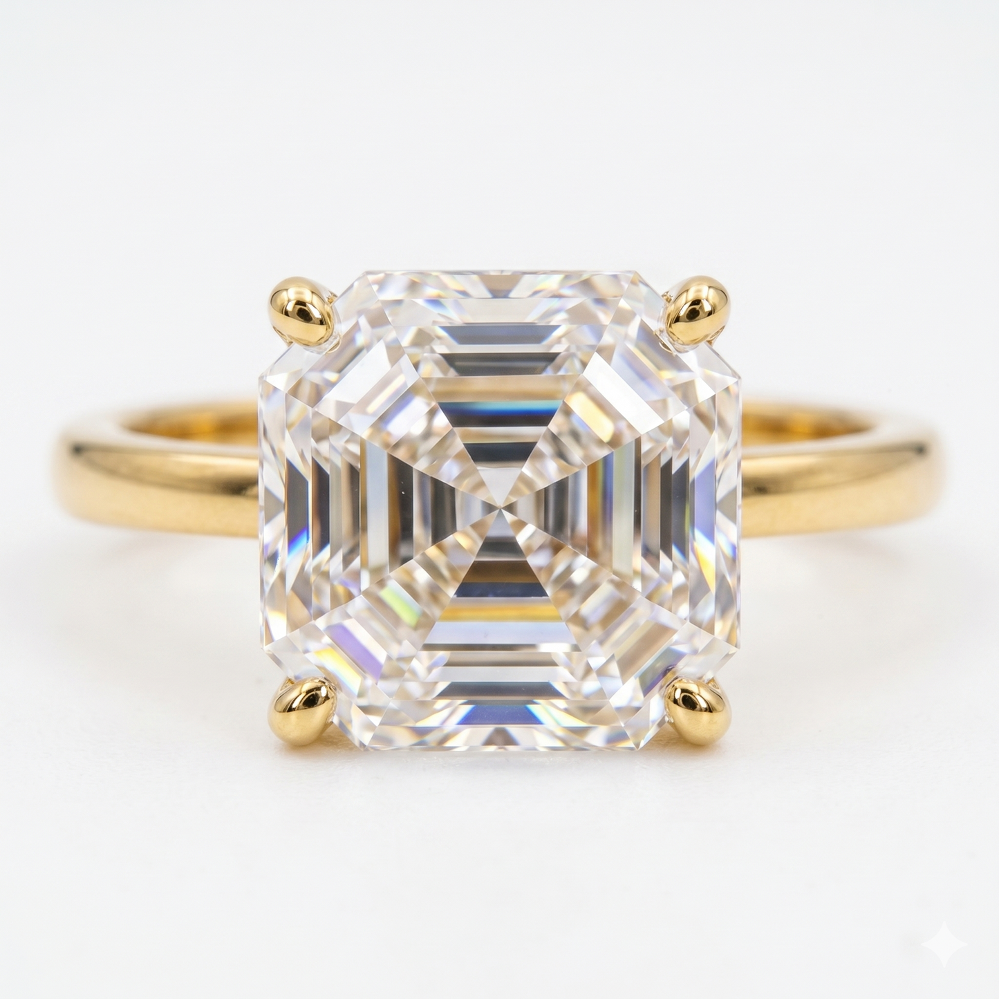 3.50 CT Asscher Step Cut Colorless Lab-Grown Solitaire Engagement Ring