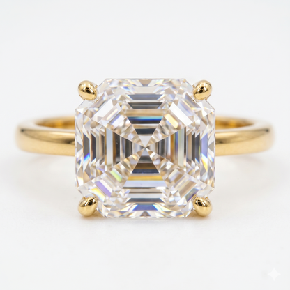 3.50 CT Asscher Step Cut Colorless Lab-Grown Solitaire Engagement Ring