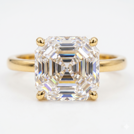 3.50 CT Asscher Step Cut Colorless Lab-Grown Solitaire Engagement Ring