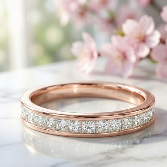 0.250ct Princess Cut Moissanite Half Eternity Band