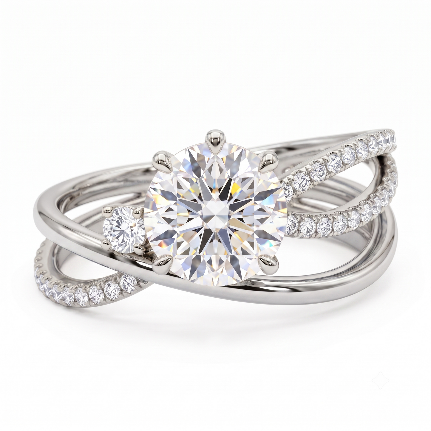 1.60ct  Round Cut Lab Grown Diamond Pave Engagement Ring