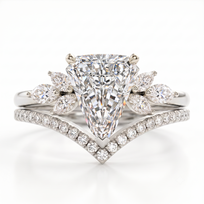 2.10 Ct Shield Cut Lab-Grown Ring Set Engagement Bridal Set