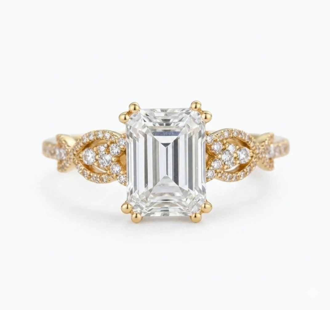 1.60ct Emerald Cut Lab Diamond Engagement Ring
