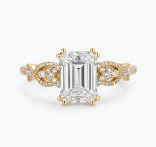 1.60ct Emerald Cut Lab Diamond Engagement Ring