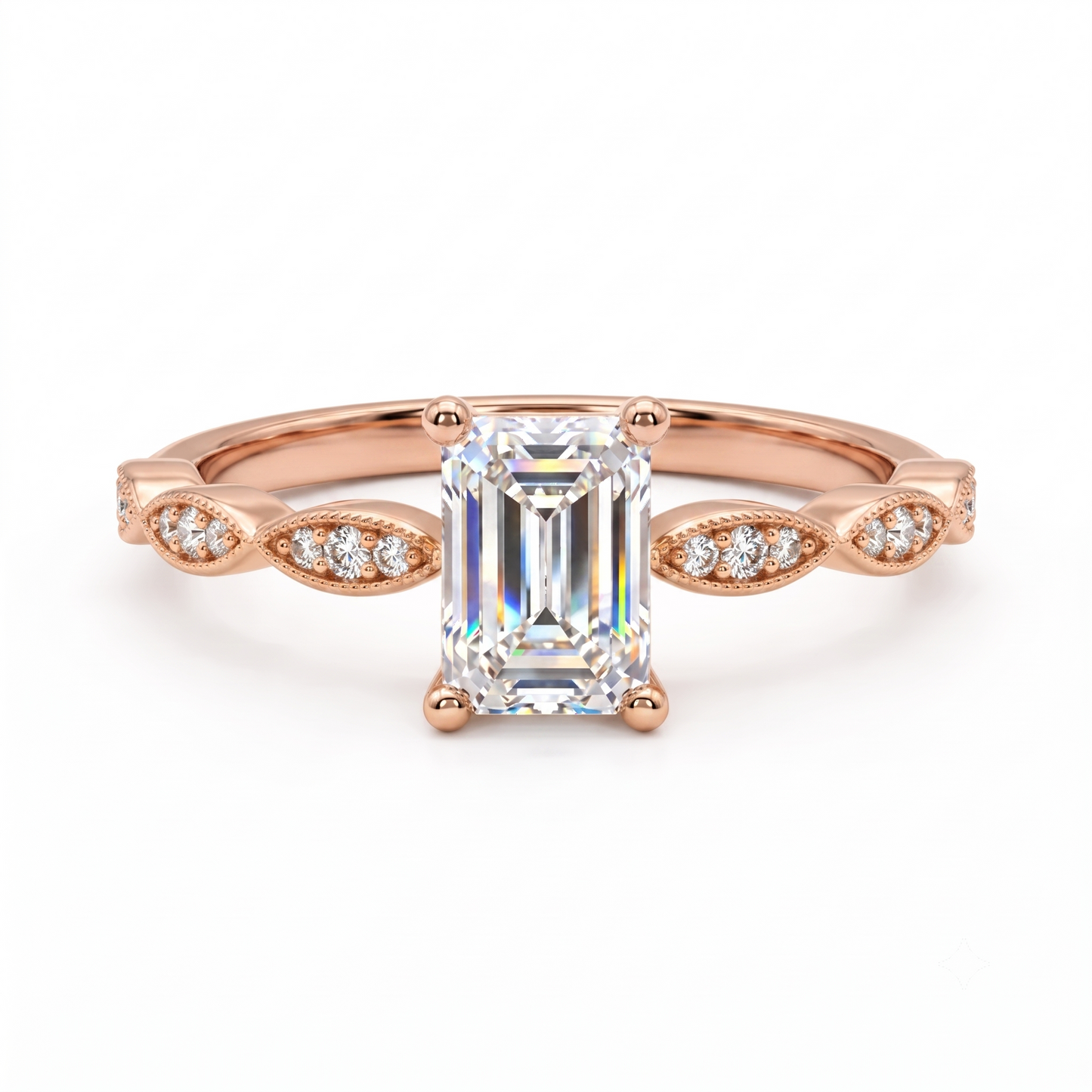 0.50CT Vintage Emerald Cut Lab-Grown Engagement Ring