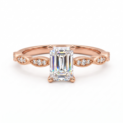 0.50CT Vintage Emerald Cut Lab-Grown Engagement Ring