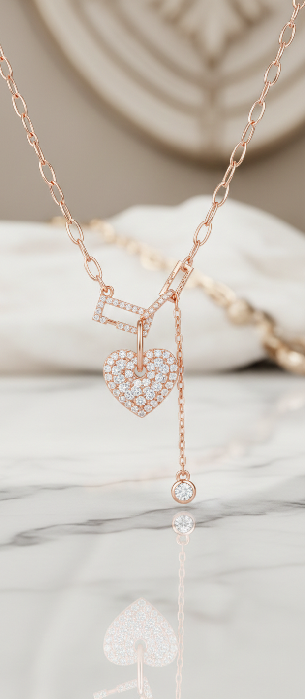 0.40 Ct Lab Grown Diamond Heart Necklace – Gold Y Lariat
