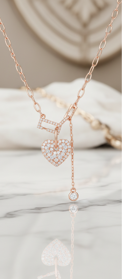 0.40 Ct Lab Grown Diamond Heart Necklace – Gold Y Lariat