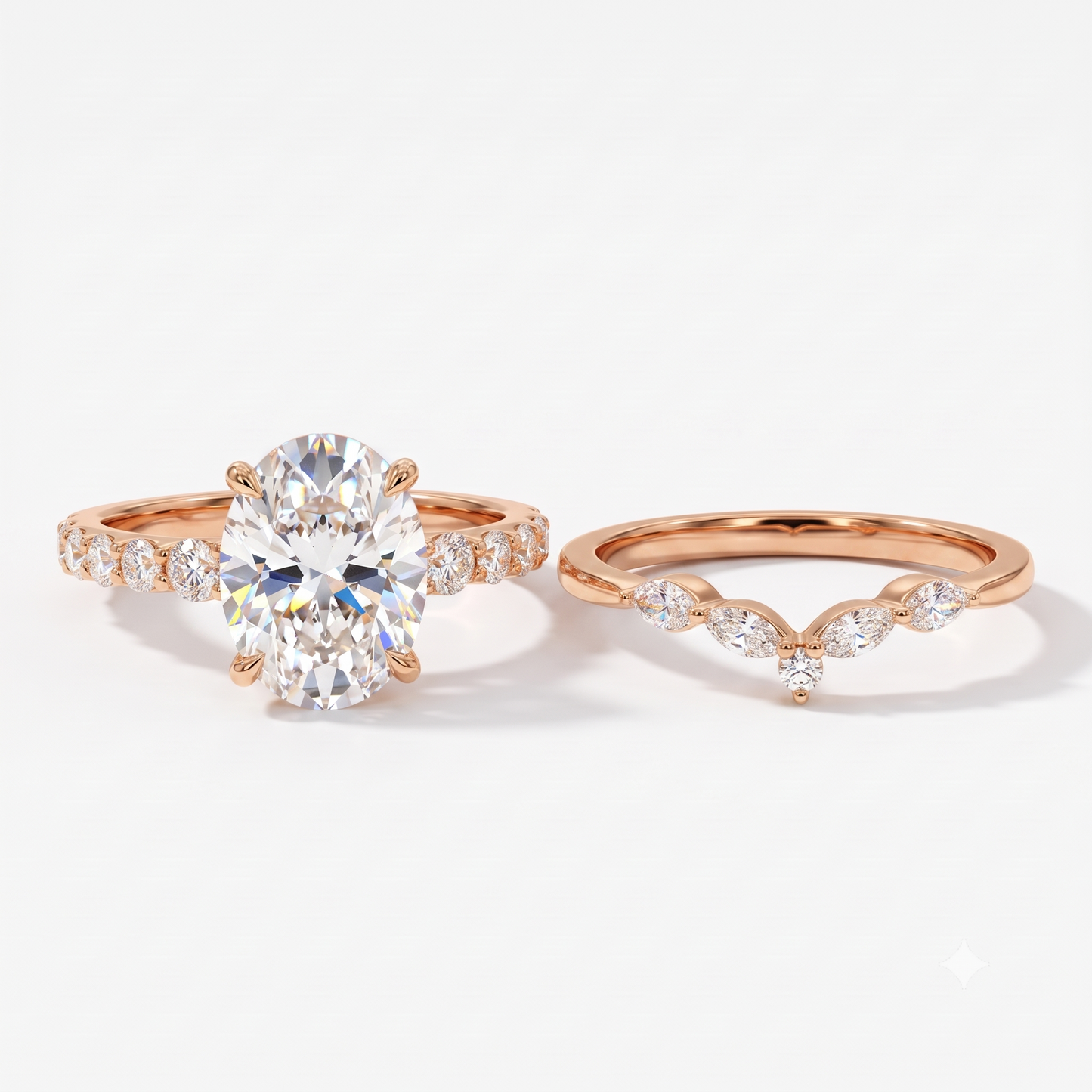 1.80 Ct Oval Lab-Grown Diamond Engagement Ring Set