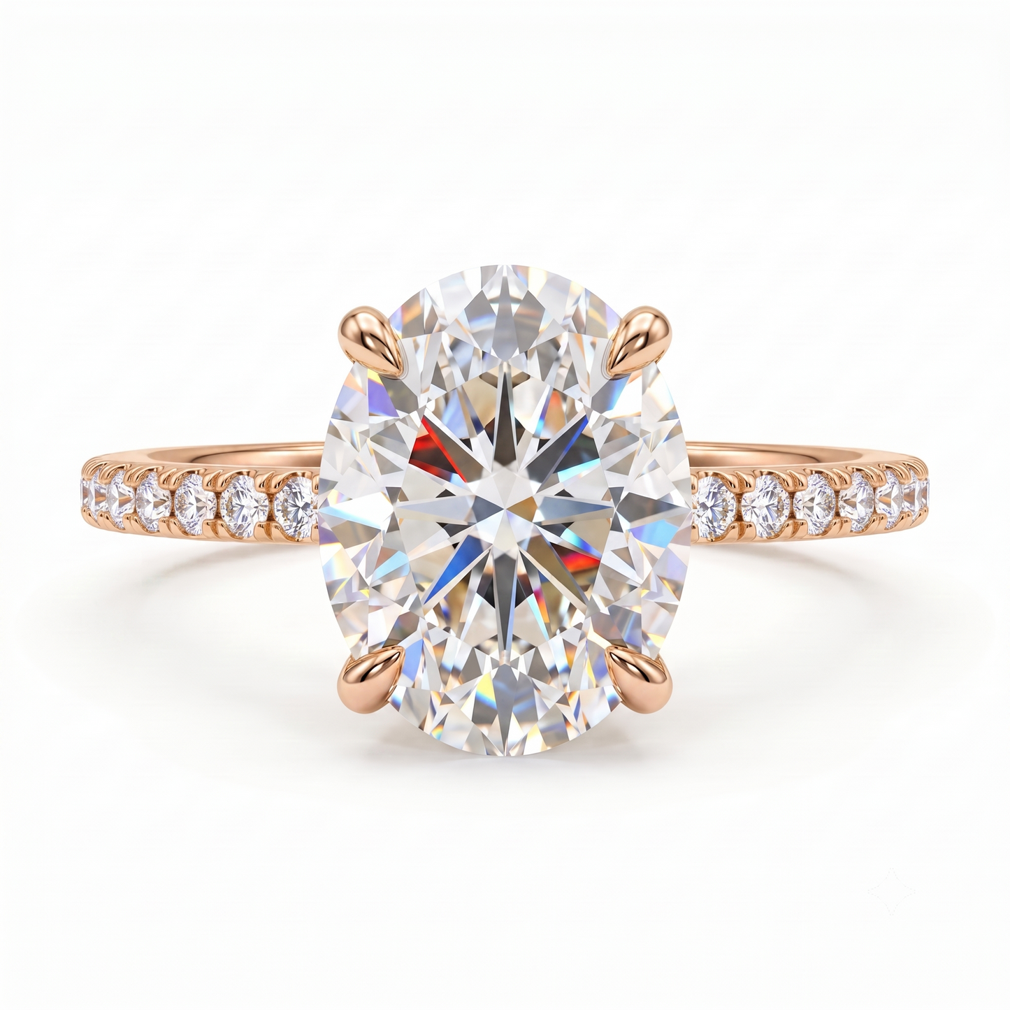 2.40CT Oval Cut Lab Grown Diamond Engagement Ring.Half Eternity Bridal Ring