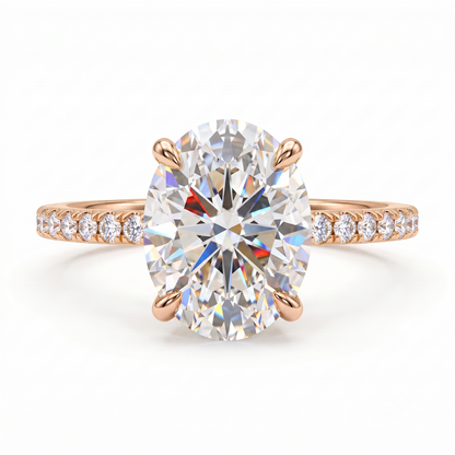 2.40CT Oval Cut Lab Grown Diamond Engagement Ring.Half Eternity Bridal Ring