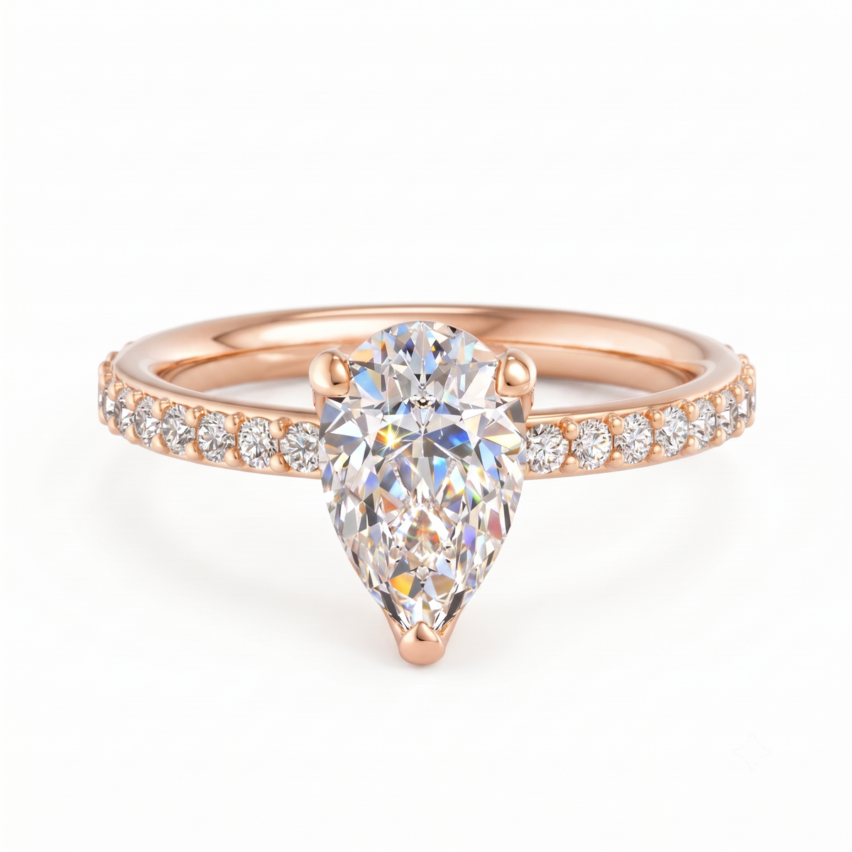 1.50ct Pear Cut Solitaire Engagement Ring with Hidden Halo Pave Setting
