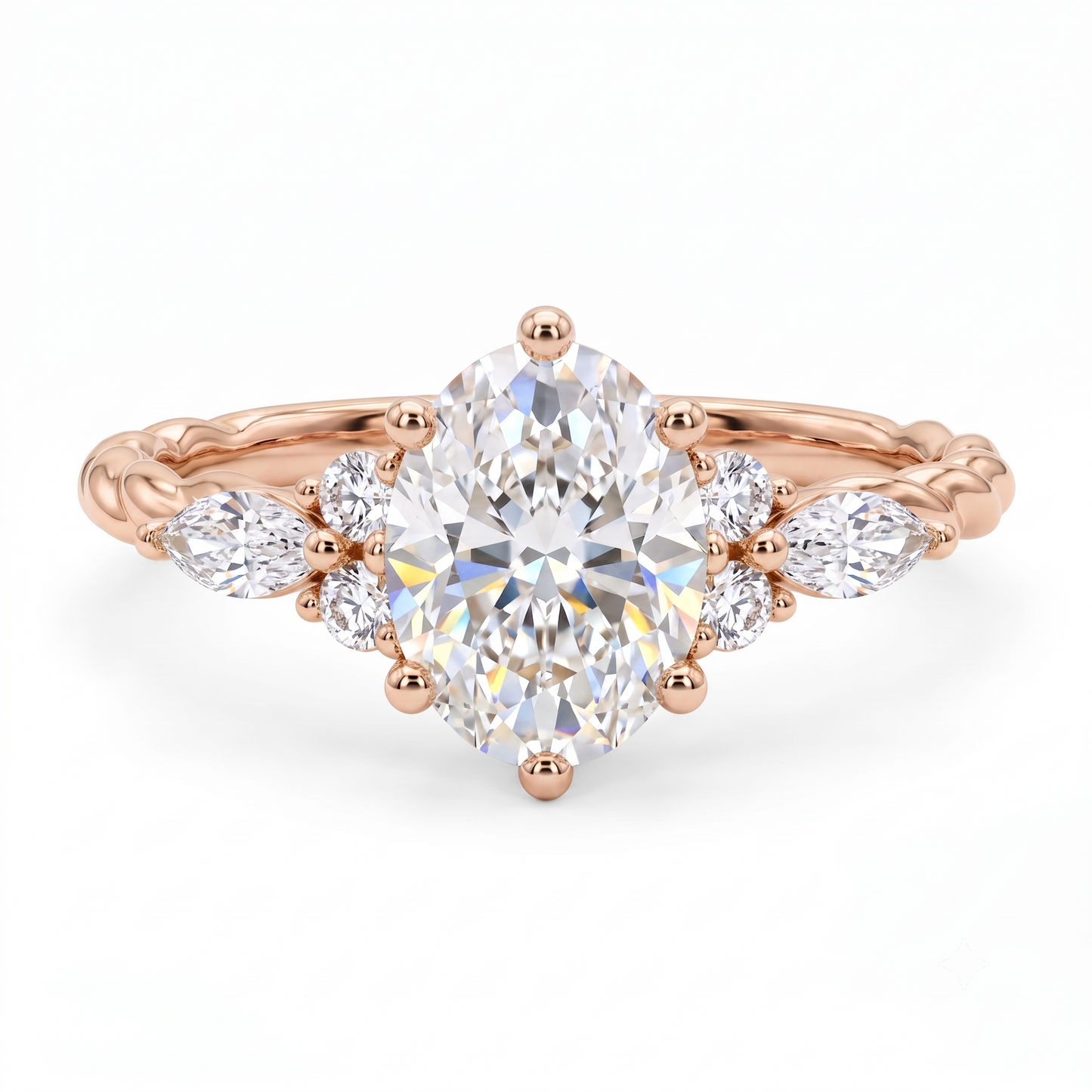 1.510 ct Vintage Oval Diamond Engagement Ring,twisted ring
