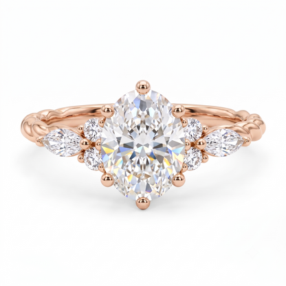 1.510 ct Vintage Oval Diamond Engagement Ring,twisted ring