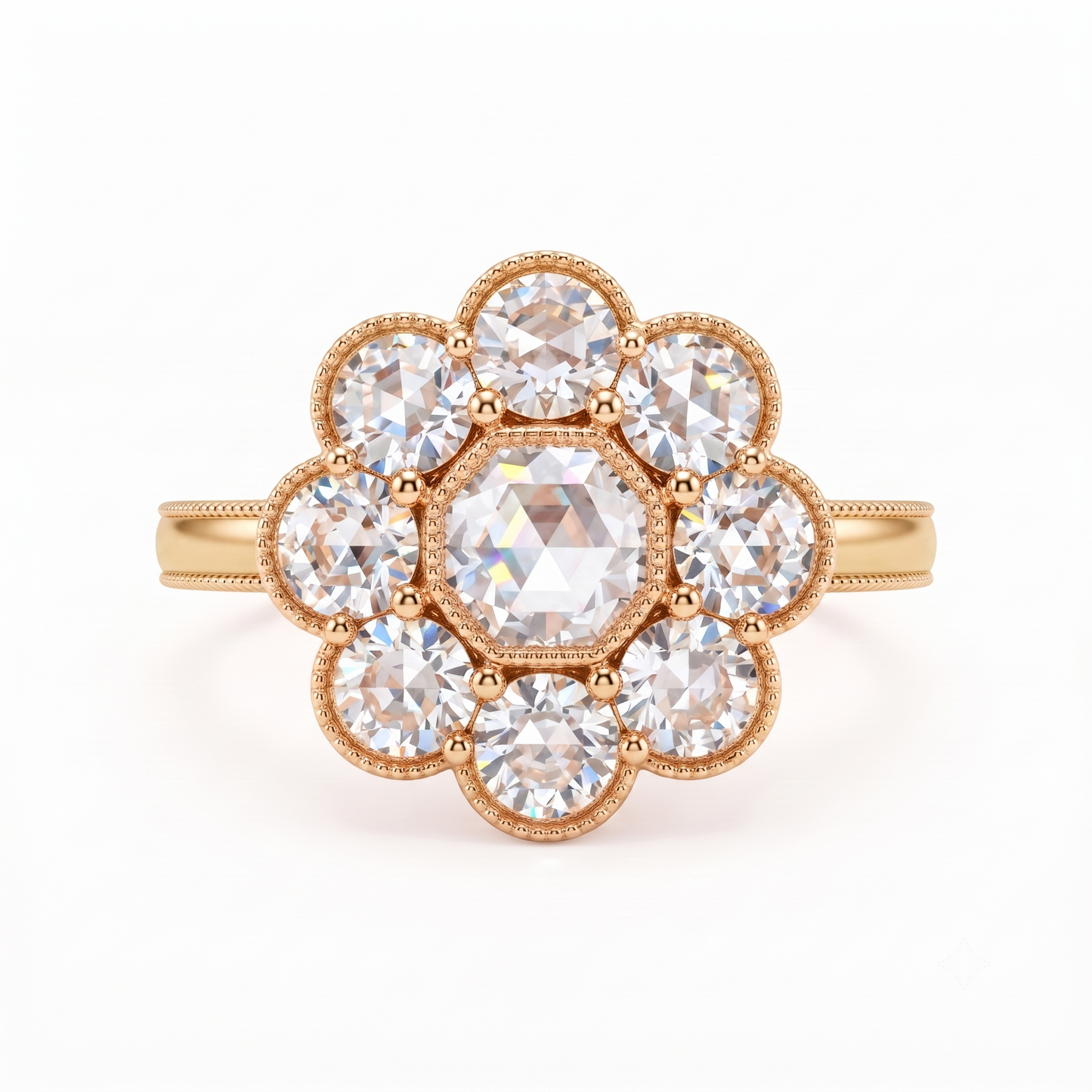 Antique 1.20 CT Round Rose Cut Lab-Grown Engagement Ring