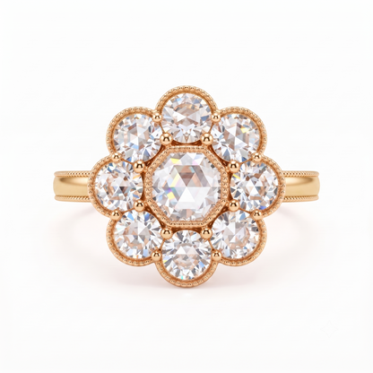 Antique 1.20 CT Round Rose Cut Lab-Grown Engagement Ring