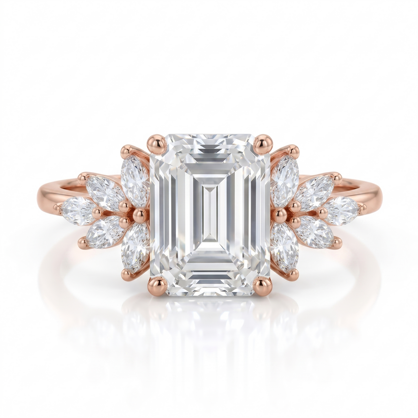 1.75 ct Emerald Lab Diamond Floral Cluster Ring