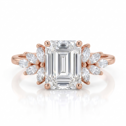 1.75 ct Emerald Lab Diamond Floral Cluster Ring