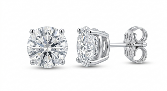 Elegant Lab-Grown Stud Earrings – 925 Sterling Silver, Dainty Round Cut, Perfect Gift for Her