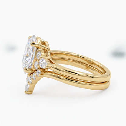 1.690 CT Oval Cut Lab Grown Diamond Engagement Ring Set