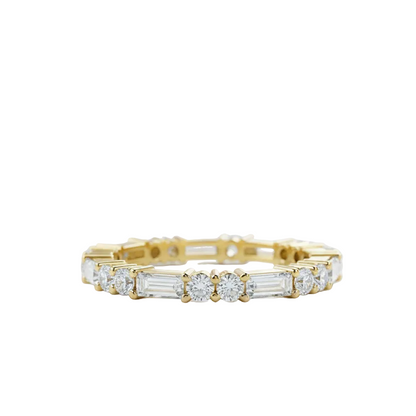 0.75 Ct Round & Baguette Lab Diamond Eternity Band – 14K Gold