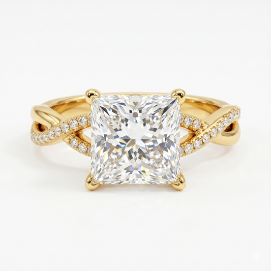 2.0ct Princess cut Twist Lab-Grown engagement ring
