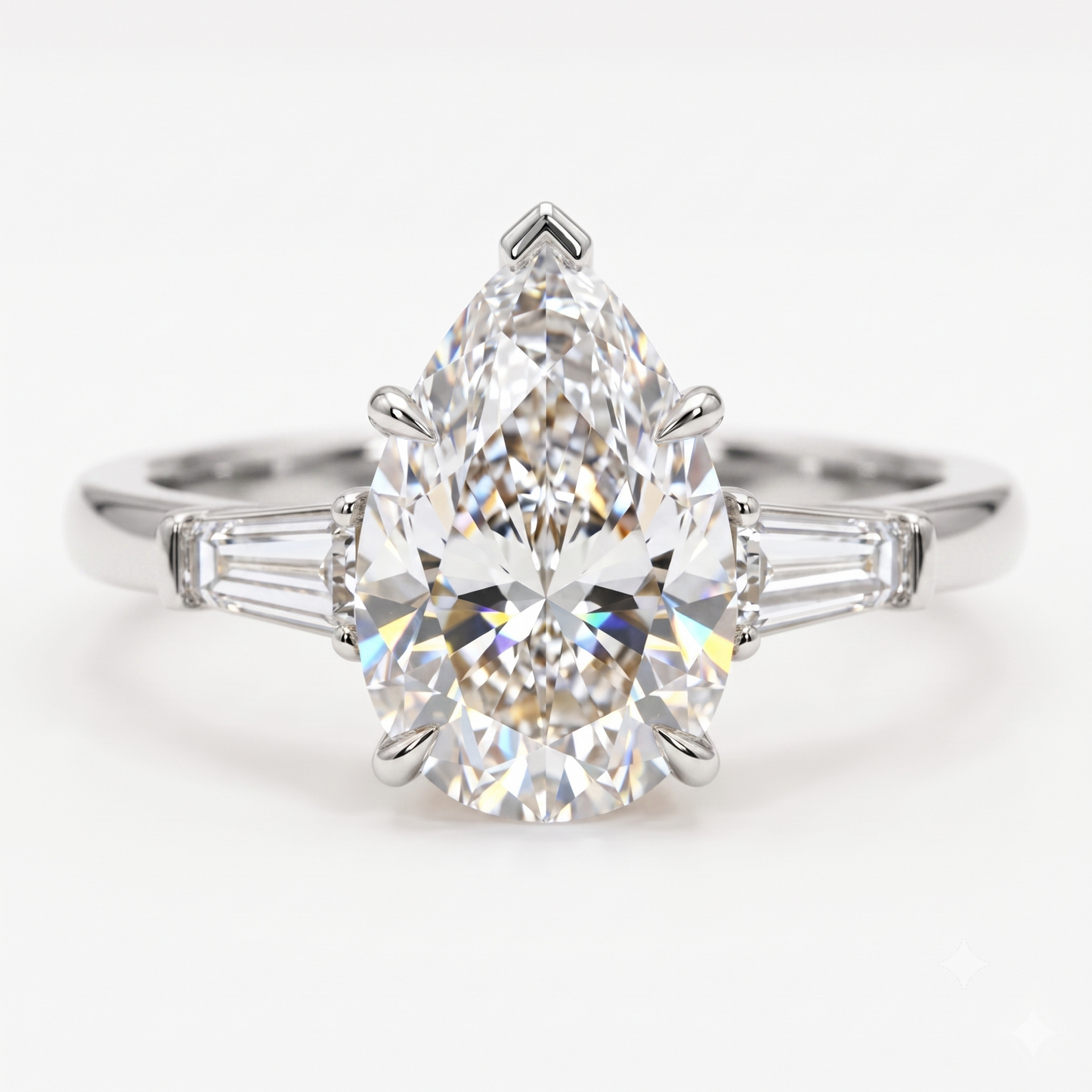2.0ct Pear Shape Three Stone Lab-Grown Engagement Ring