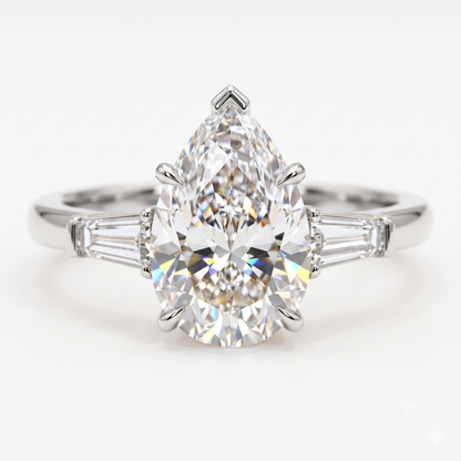 2.0ct Pear Shape Three Stone Lab-Grown Engagement Ring
