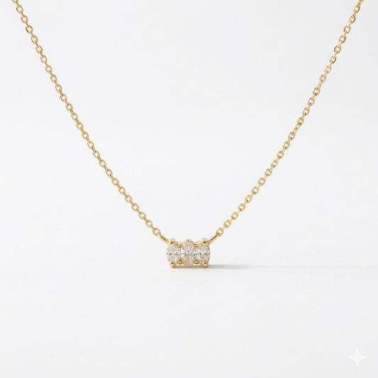0.300 Ct Dainty  Cluster Necklace • Minimalist Gold Pendant Necklace