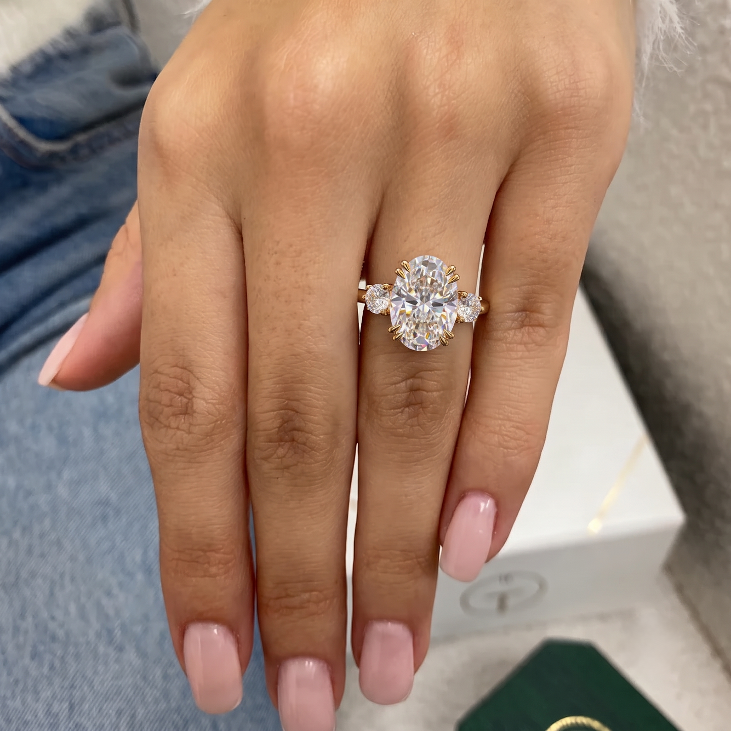 2.30 CT Oval Lab Grown Diamond Five Stone Engagement Ring