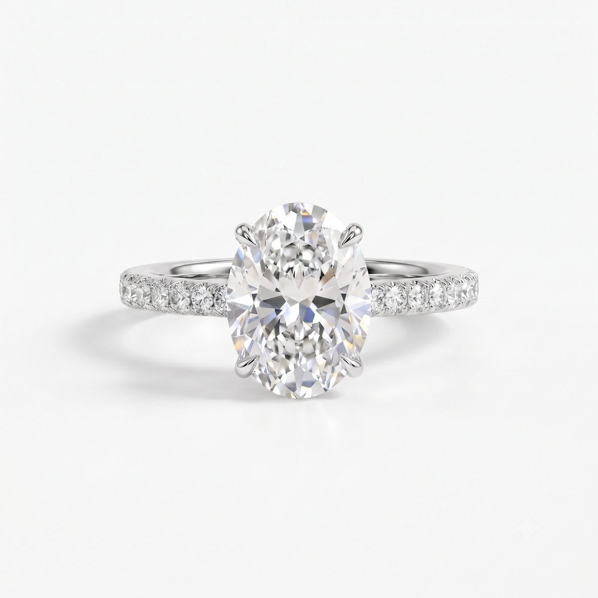 1.00 Ct Oval Cut Lab Grown Diamond Hidden Halo Engagement Ring | 1.12 Ct Total | 14K Gold