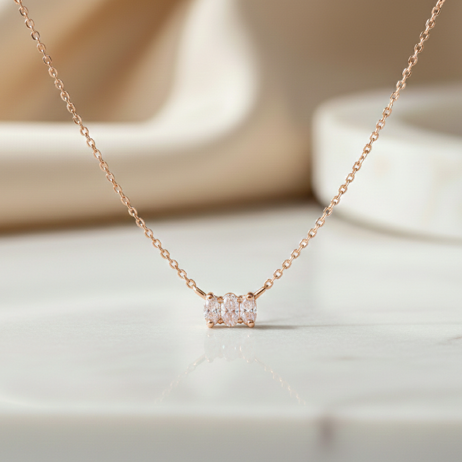 0.300 Ct Dainty  Cluster Necklace • Minimalist Gold Pendant Necklace