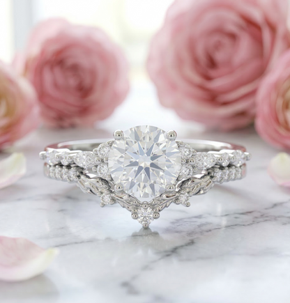 1.290ct Round Lab-Grown Engagement Ring Set