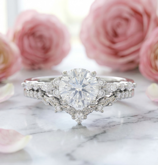 1.290ct Round Lab-Grown Engagement Ring Set
