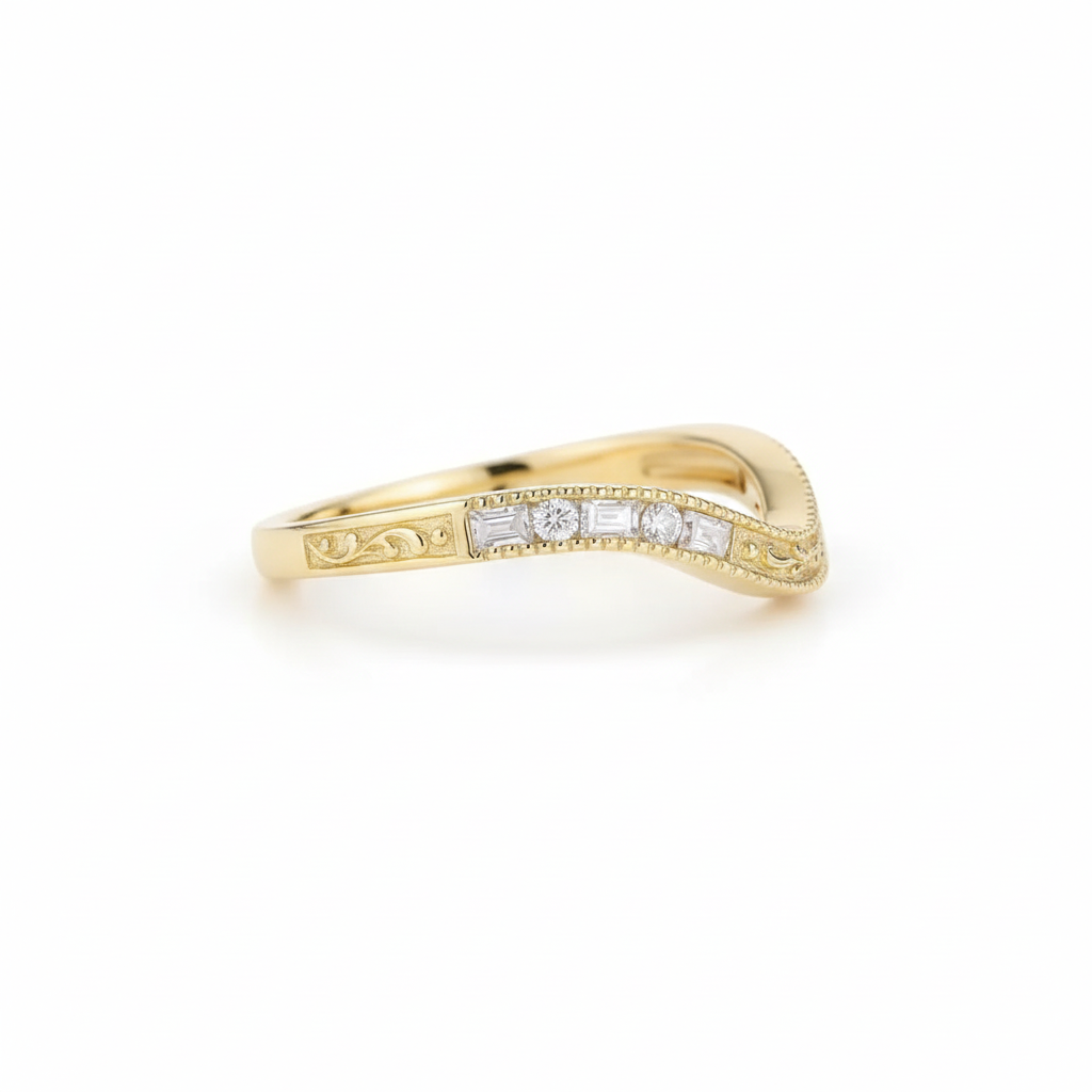 0.40 ct Vintage Curved Moissanite Wedding Band