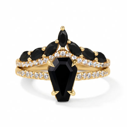 3.00ct Black Coffin Diamond Engagement Ring set