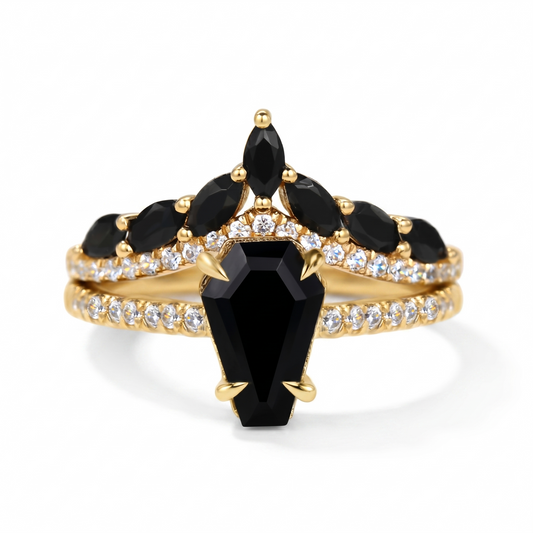 3.00ct Black Coffin Diamond Engagement Ring set