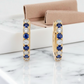 Alternating Lab Grown Diamond & Sapphire Petite Hoop Earrings