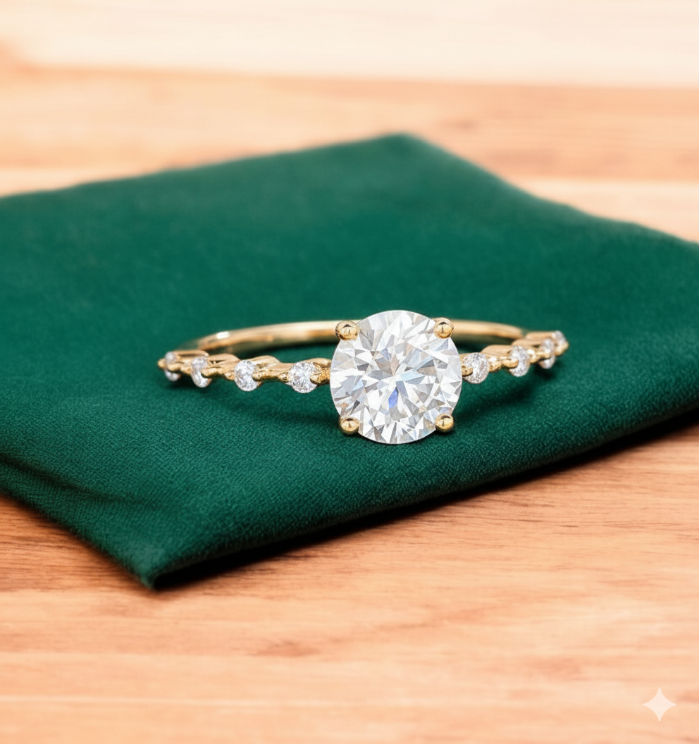 1.120 ct Round Cut Lab Grown Diamond Engagement Ring • Classic Solitaire or Halo Bridal Ring