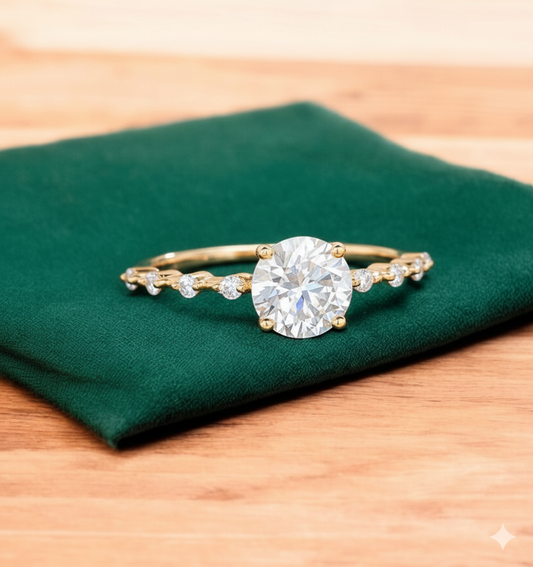 1.120 ct Round Cut Lab Grown Diamond Engagement Ring • Classic Solitaire or Halo Bridal Ring