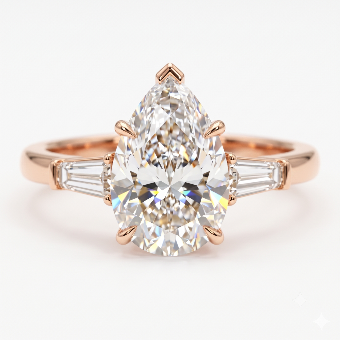 2.0ct Pear Shape Three Stone Lab-Grown Engagement Ring
