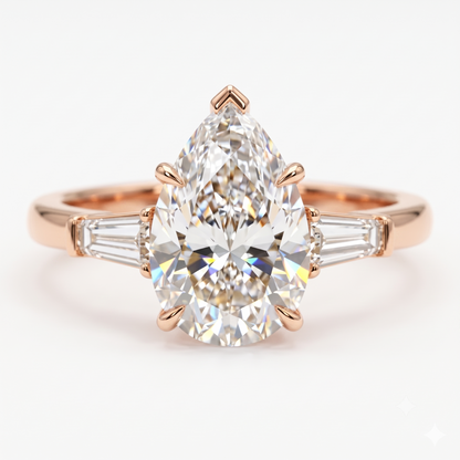 2.0ct Pear Shape Three Stone Lab-Grown Engagement Ring
