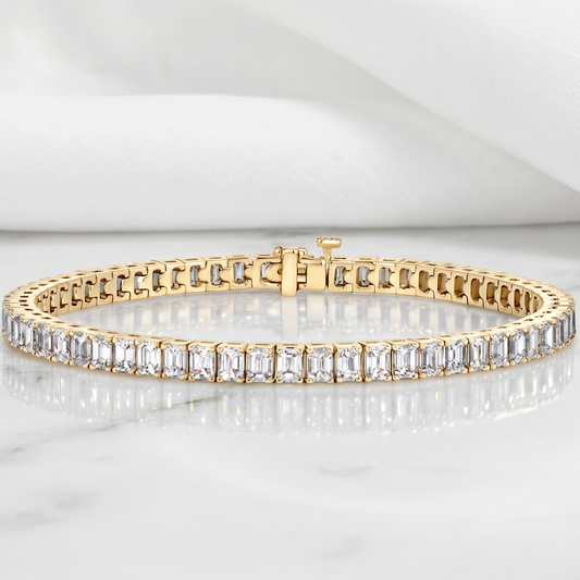 8.00ct. Emerald Cut Natural Diamond Tennis Bracelet In 14k White Gold 7"