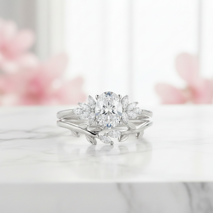 1.40 Ct Oval Lab-Grown Diamond Engagement Ring Set in Gold