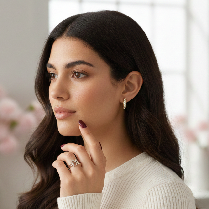 Custom Gold Initial Ring – Personalized Letter Band