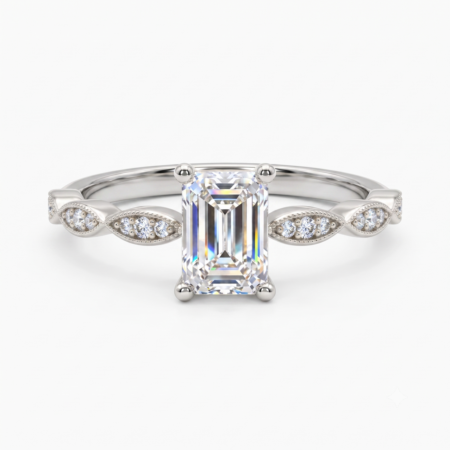 0.50CT Vintage Emerald Cut Lab-Grown Engagement Ring