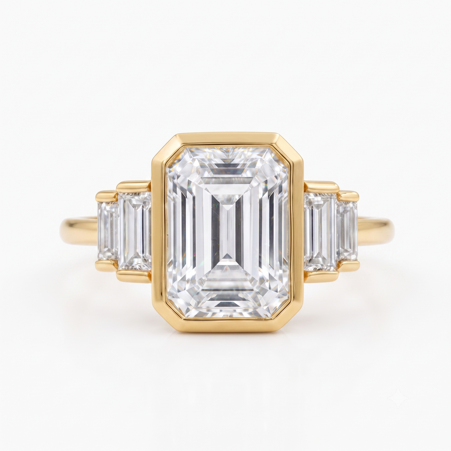 2.05 ct Bezel-Set Emerald Cut Lab Grown Diamond Engagement Ring