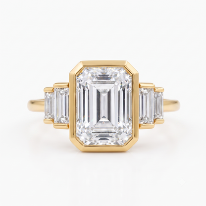 2.05 ct Bezel-Set Emerald Cut Lab Grown Diamond Engagement Ring