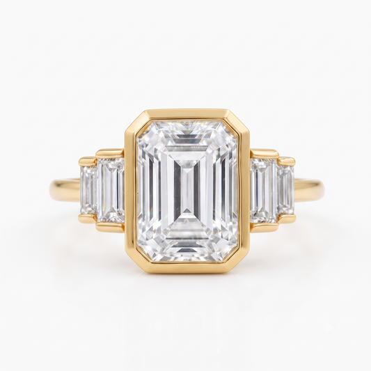 2.05 ct Bezel-Set Emerald Cut Lab Grown Diamond Engagement Ring